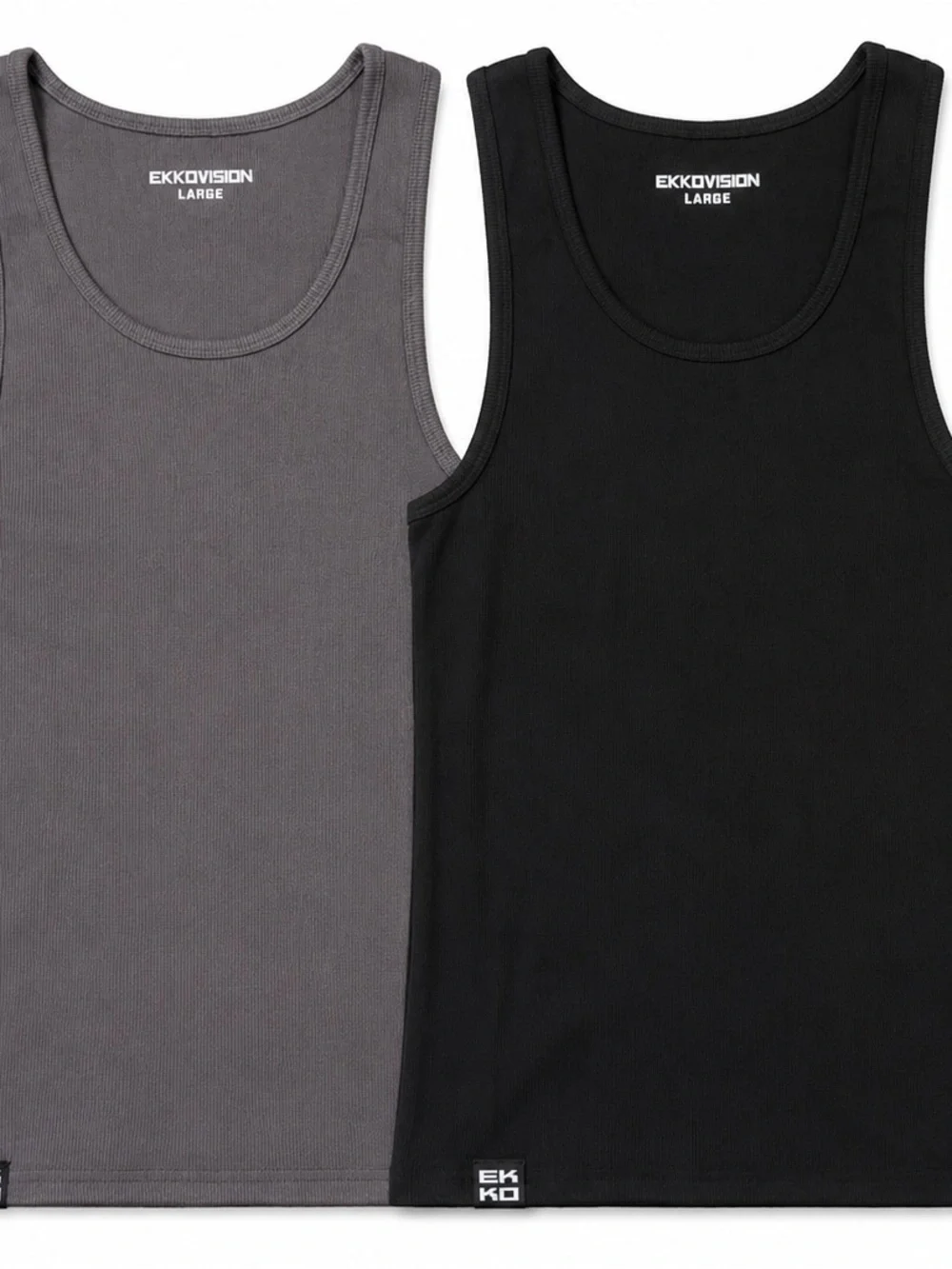 Men's Ribbed Tank Top - Black & Gray